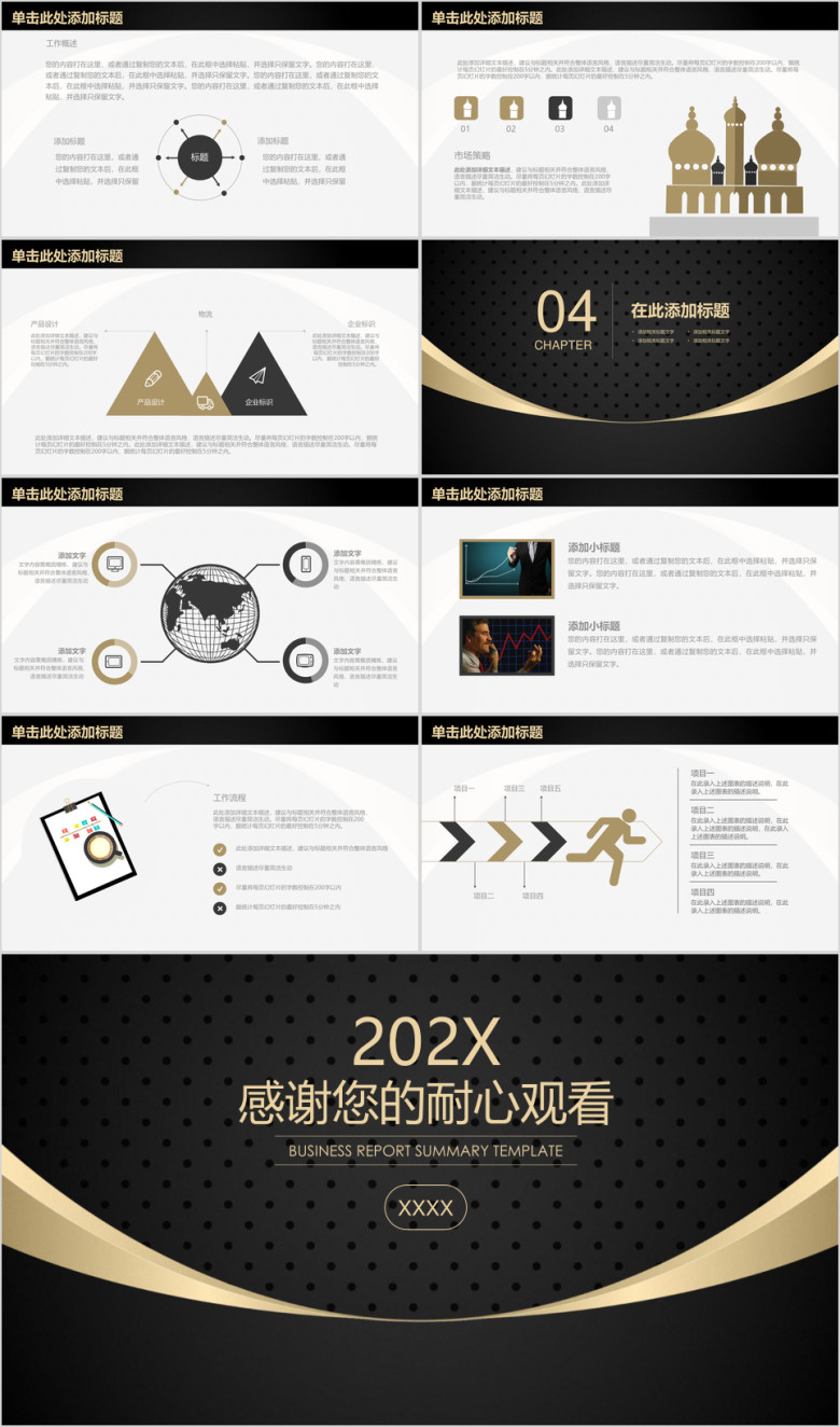 简约大气黑金色高端商务年终总结报告ppt