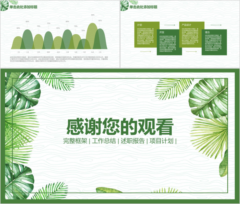 绿色清新年终工作总结汇报商务ppt模板