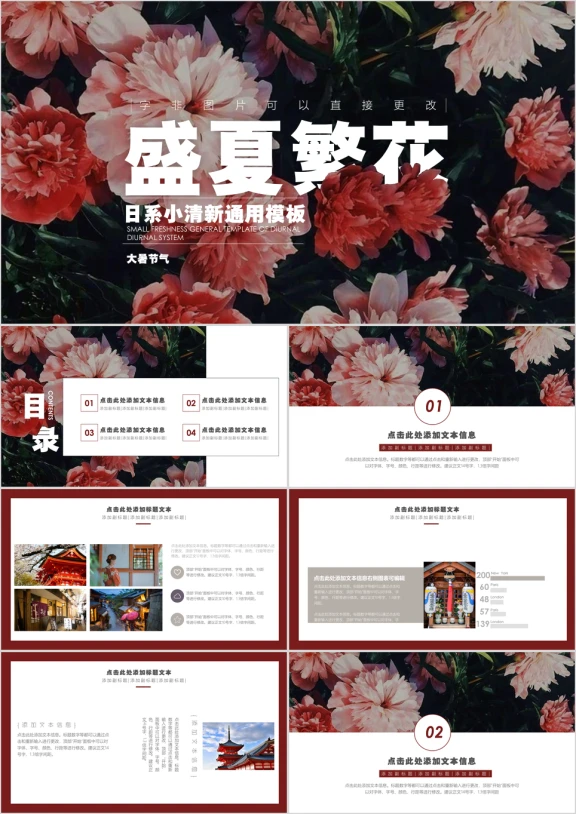 大暑日系风小清新项目工作总结年中总结计划ppt