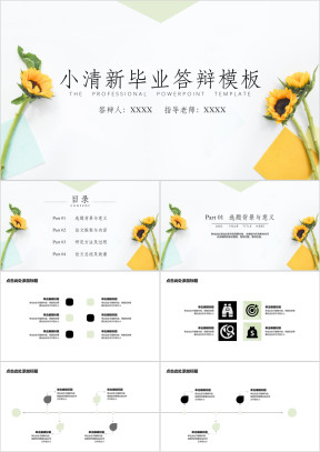 毕业答辩花卉色块ppt模板