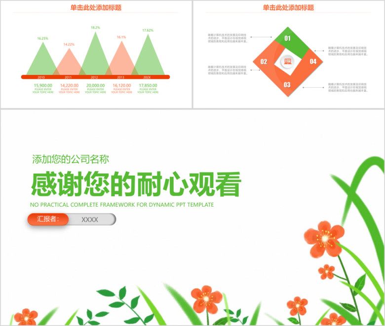 简约小清新商务年终总结汇报ppt