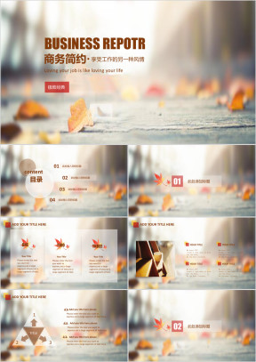 扁平化黄枫经典商务ppt