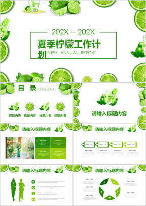 夏季清新绿色柠檬工作总结计划通用ppt