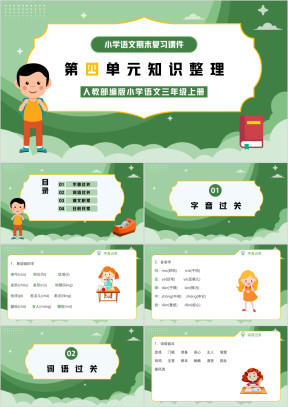 人教部编版小学语文三年级上册第四单元知识整理复习PPT课件
