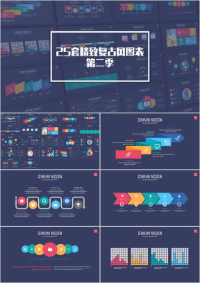 25套复古配色商务年终汇报图表合集第二季ppt