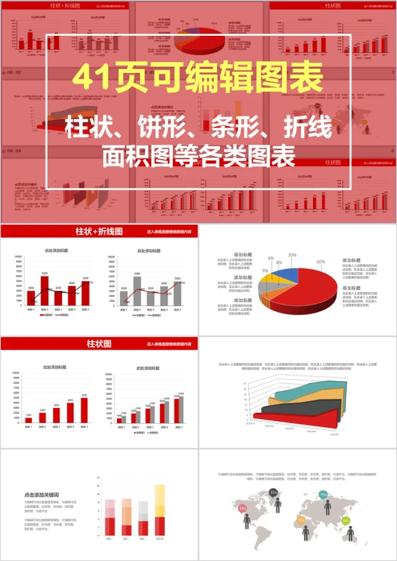 41页可视化可编辑财务分析数据统计销售总结报告图表ppt