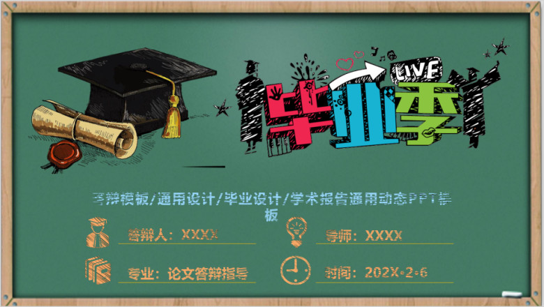 创业黑板粉笔字毕业论文设计ppt模板