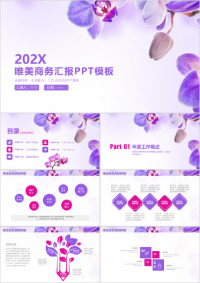 唯美清新蝴蝶兰商务工作总结汇报ppt