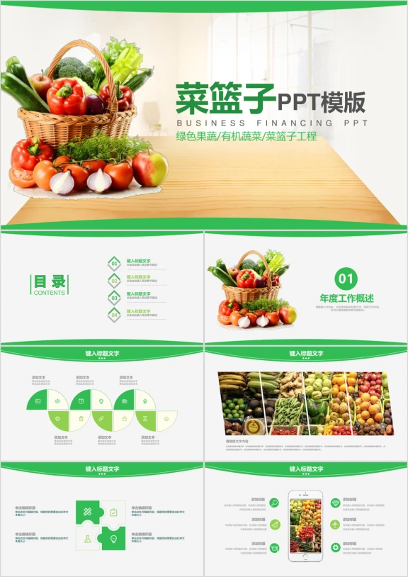 蔬菜果蔬农业绿色果蔬有机蔬菜菜篮子工程ppt模板