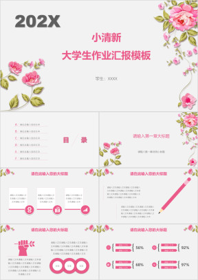 小清新大学生作业汇报ppt