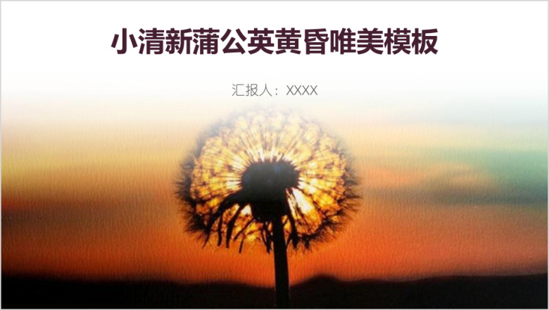 小清新蒲公英黄昏唯美模板ppt