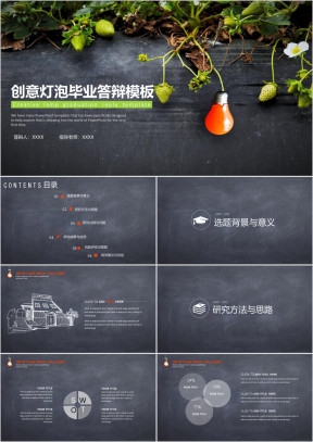 创意灯泡动态黑板毕业答辩ppt