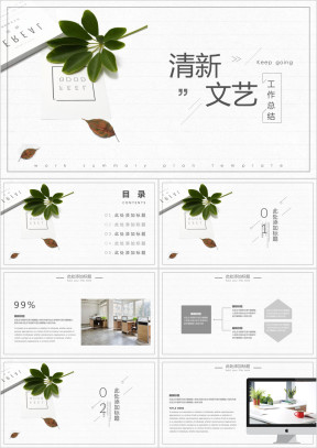 清新文艺工作总结模板ppt