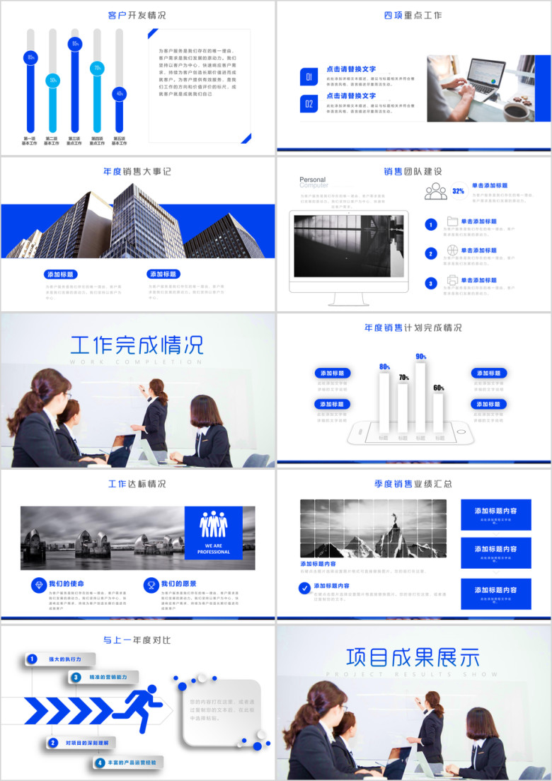 蓝色商务动态销售部工作总结汇报计划ppt