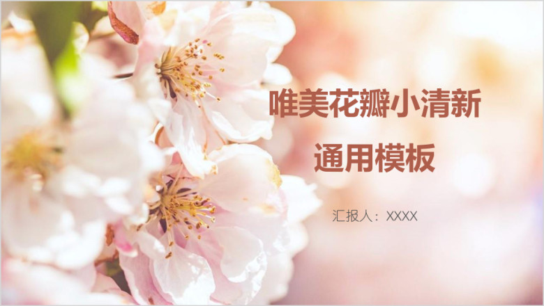 唯美花瓣小清新ppt