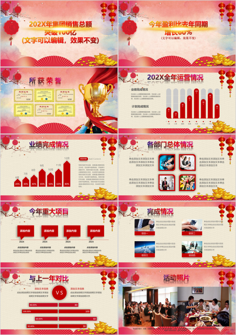 喜庆中国风公司企业年会颁奖晚会ppt模板