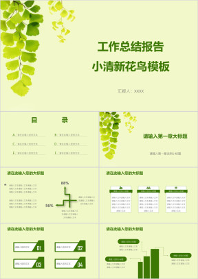 工作总结报告小清新叶子模板ppt