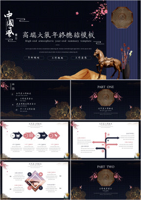 中国风高端大气年终总结汇报模板ppt