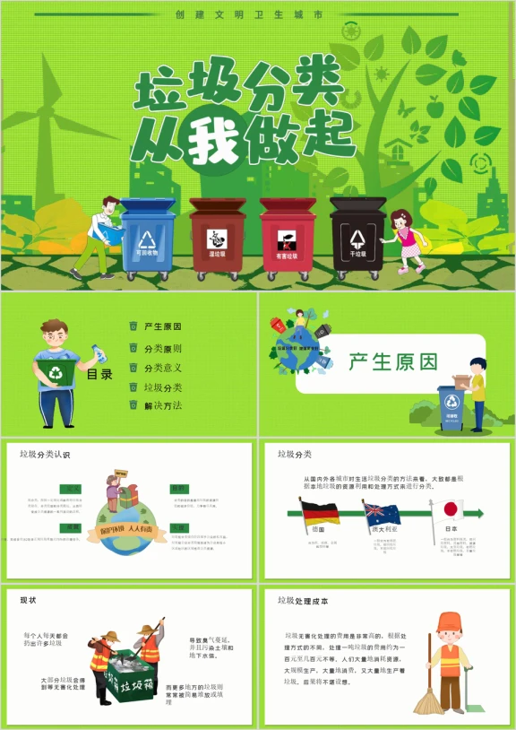 绿色环保宣传垃圾分类ppt模板