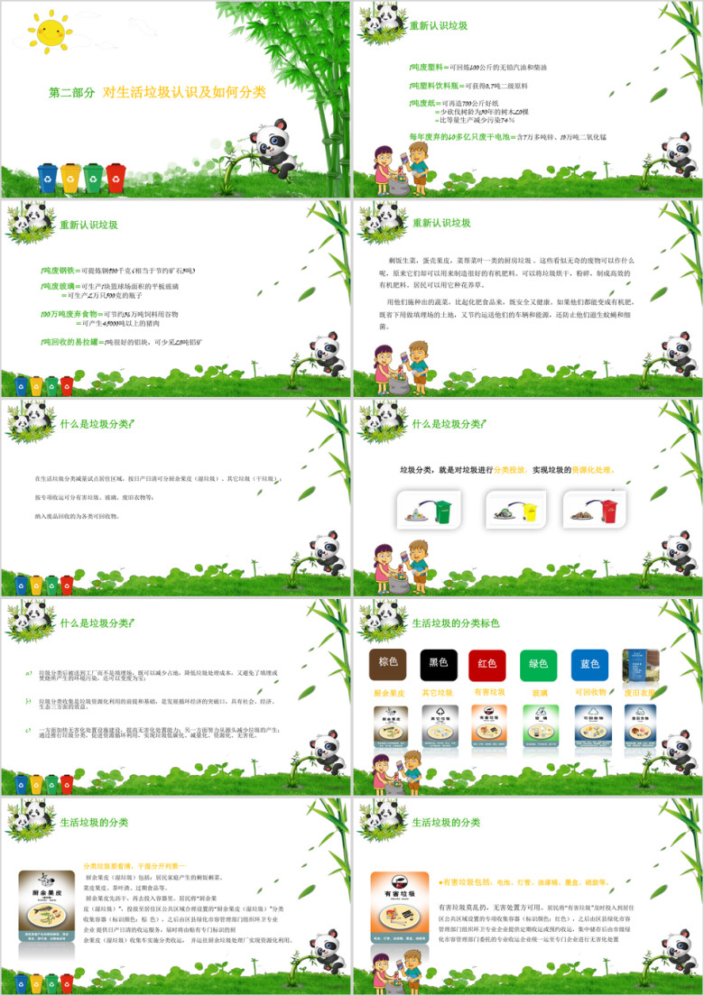 创意卡通风垃圾分类科普ppt模板